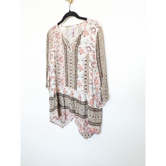Alya Shirt Womens Extra Small Multicolor Tunic Top Peasant Floral Flowy Boho - Picture 2 of 9